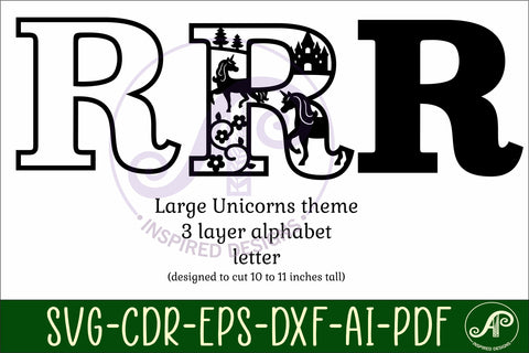 Unicorns Large R wall Letter 3 layer sign SVG APInspireddesigns 