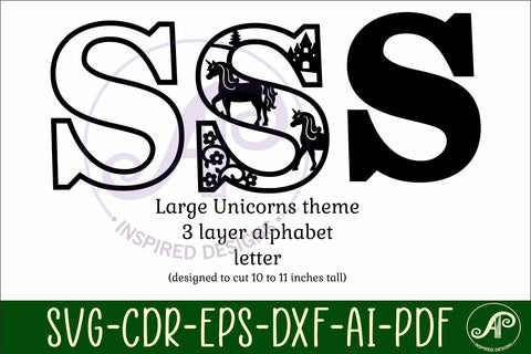 Unicorns Large S wall Letter 3 layer sign SVG APInspireddesigns 
