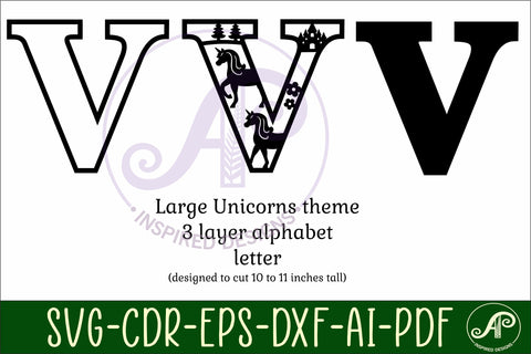 Unicorns Large V wall Letter 3 layer sign SVG APInspireddesigns 