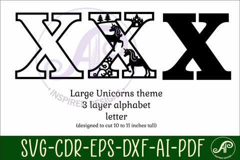 Unicorns Large X wall Letter 3 layer sign SVG APInspireddesigns 