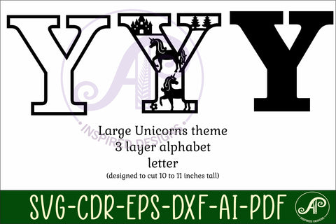 Unicorns Large Y wall Letter 3 layer sign SVG APInspireddesigns 