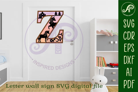 Unicorns Large Z wall Letter 3 layer sign SVG APInspireddesigns 