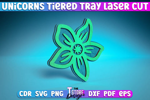 Unicorns Tiered Tray Laser Cut | Tiered Tray Laser Cut Design | CNC Files SVG The T Store Design 