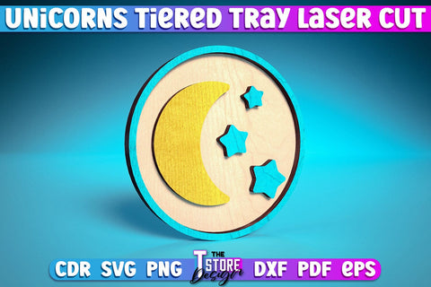 Unicorns Tiered Tray Laser Cut | Tiered Tray Laser Cut Design | CNC Files SVG The T Store Design 