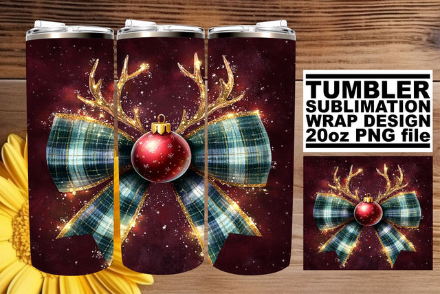 Unique 20oz wrap, ideal for every occasion! , Christmas Bow Sublimation afrosvg 