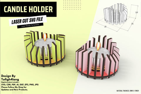 Unique Candle Holder | Laser Cut File | Modern Decorative Candle Holder | SVG File | Laser Cutting File SVG tofigh4lang 