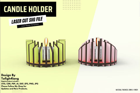Unique Candle Holder | Laser Cut File | Modern Decorative Candle Holder | SVG File | Laser Cutting File SVG tofigh4lang 