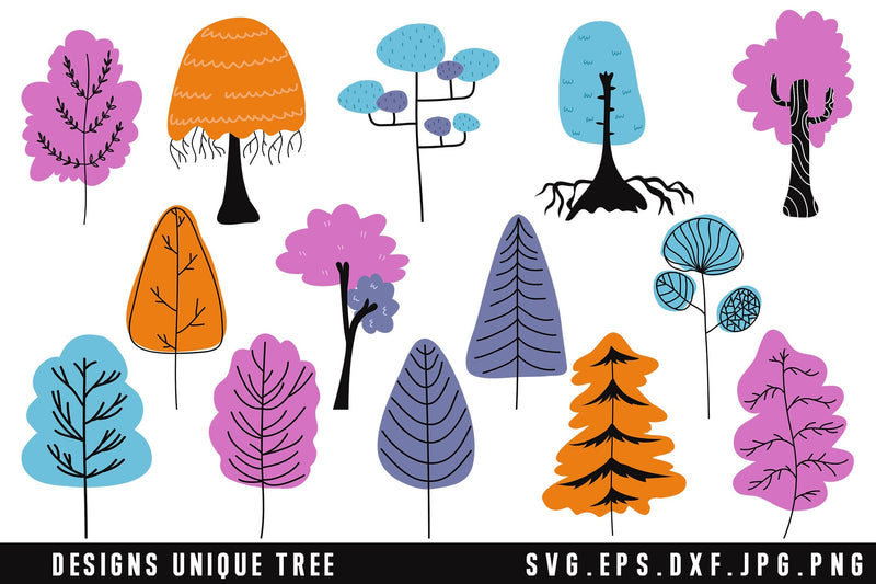 Unique Cartoon Tree Clipart | Abstract Tree Clipart SVG SVG dapiyupi store 