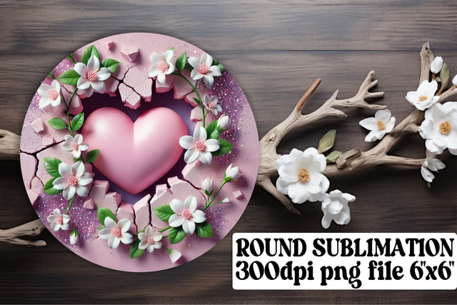 Unique designs for keychains, ready for round projects! , 3D Heart Sublimation afrosvg 