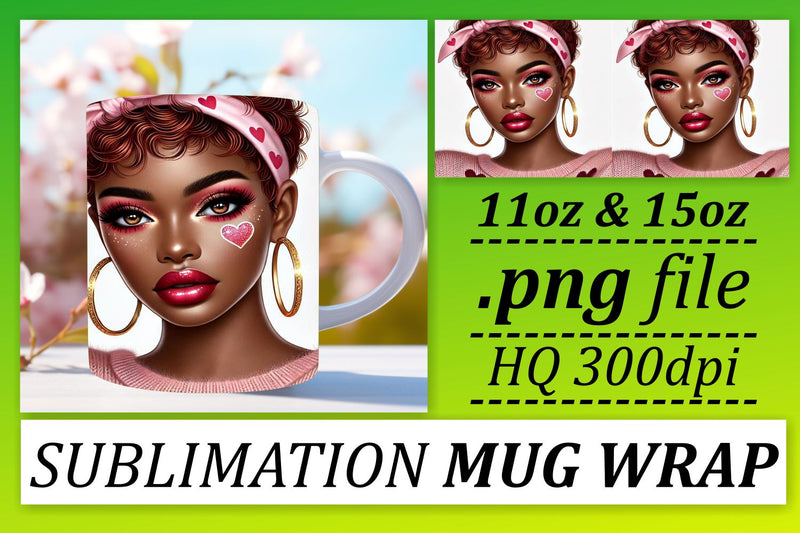 Unique designs for mug wraps, make a statement! , Love Girl Sublimation afrosvg 