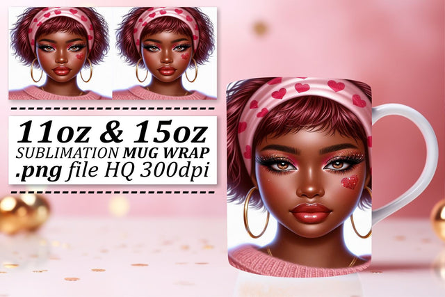 Unique designs for mug wraps, make a statement! , Love Girl Sublimation afrosvg 