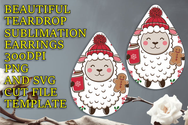 Unique earring design for sublimation, crisp quality PNG, Christmas Sublimation HoodArtCraft 