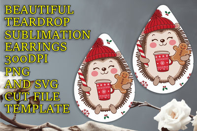 Unique earring design for sublimation, easy-to-edit PNG, Christmas Sublimation HoodArtCraft 