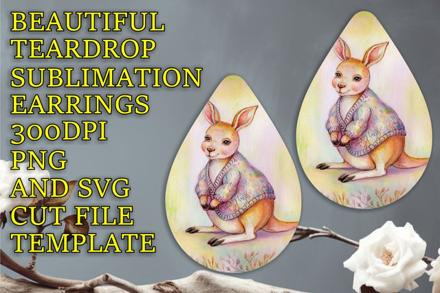 Unique earring design for sublimation, printable PNG, Animals Sublimation HoodArtCraft 