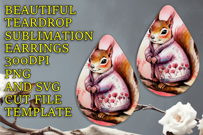Unique earring sublimation template, colorful PNG download, Animals Sublimation HoodArtCraft 