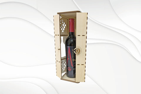 Unique gift wine box, svg dxf vector design laser cutting. Laser bottle pattern, laser cut craft. SVG VectorBY 