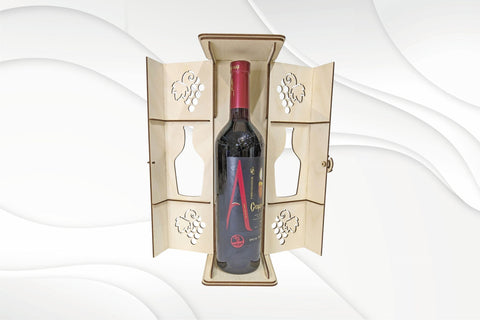 Unique gift wine box, svg dxf vector design laser cutting. Laser bottle pattern, laser cut craft. SVG VectorBY 