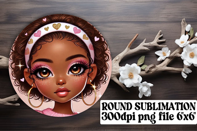 Unique keychain designs, ready for round PNG sublimation! , Love Girl Sublimation afrosvg 