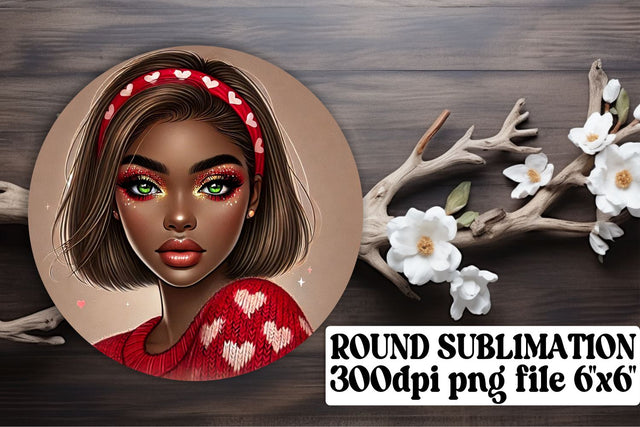 Unique keychain designs, ready for round PNG sublimation! , Love Girl Sublimation afrosvg 