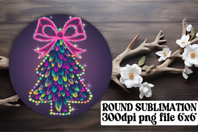 Unique keychain designs, ready for round PNG sublimation! , Neon Xmas Sublimation afrosvg 