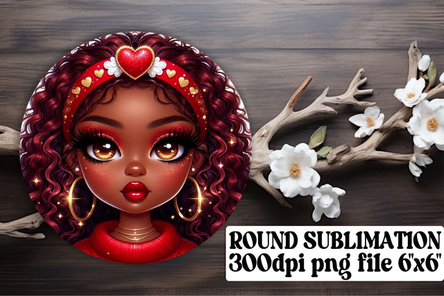 Unique keychain PNGs, designed for round sublimation use! , Love Girl Sublimation afrosvg 