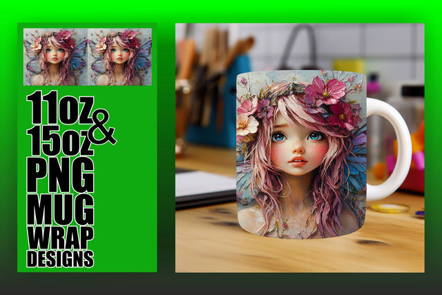 Unique mug wrap templates, perfect for creative minds! , Fairy Sublimation HoodArtCraft 