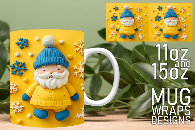 Unique mug wrap templates, perfect for your creative projects! , 3D Santa Sublimation HoodArtCraft 