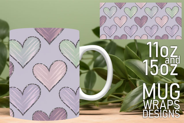 Unique mug wrap templates, perfect for your creative projects! , Heart Sublimation HoodArtCraft 