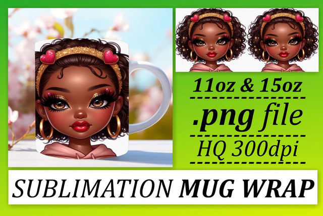 Unique mug wraps, great for personal touch! , Love Girl Sublimation afrosvg 