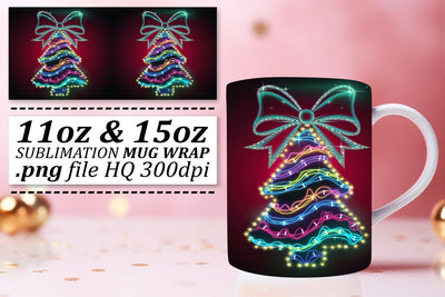 Unique mug wraps, great for personal touch! , Neon Xmas Sublimation afrosvg 