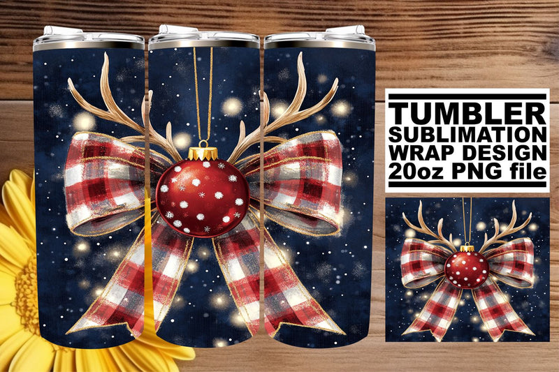 Unique PNG tumbler wrap, ideal for creative projects! , Christmas Bow Sublimation afrosvg 
