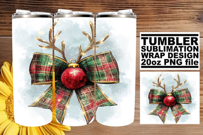 Unique PNG tumbler wrap, ideal for creative projects! , Christmas Bow Sublimation afrosvg 