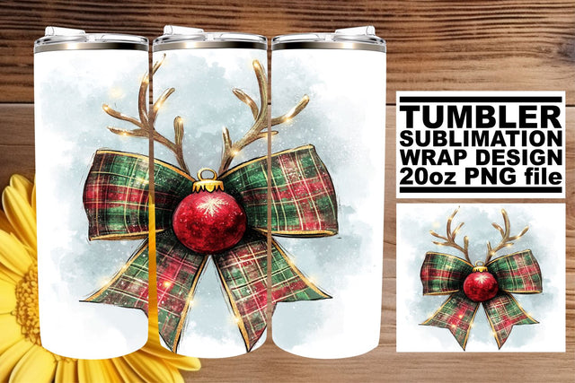 Unique PNG tumbler wrap, ideal for creative projects! , Christmas Bow Sublimation afrosvg 