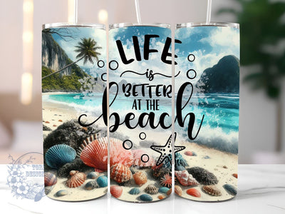Unique Seashell Beachy 20 oz Skinny Tumbler Sublimation Design, Beach Tumbler Png, Straight & Tapered Tumbler Wrap, Instant Digital Download Sublimation ToriDesigns 