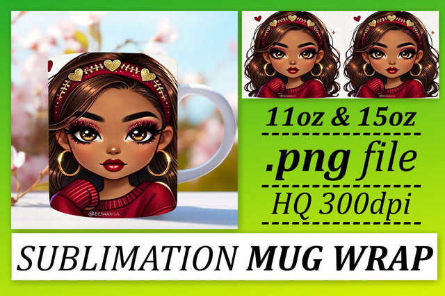 Unique styles for mug wraps, great for personal use! , Love Girl Sublimation afrosvg 
