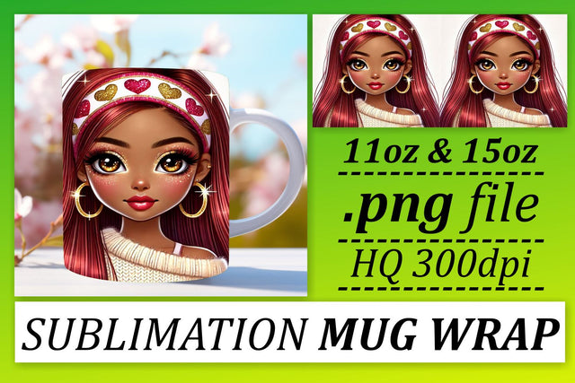 Unique styles for sublimation, make your mugs shine! , Love Girl Sublimation afrosvg 