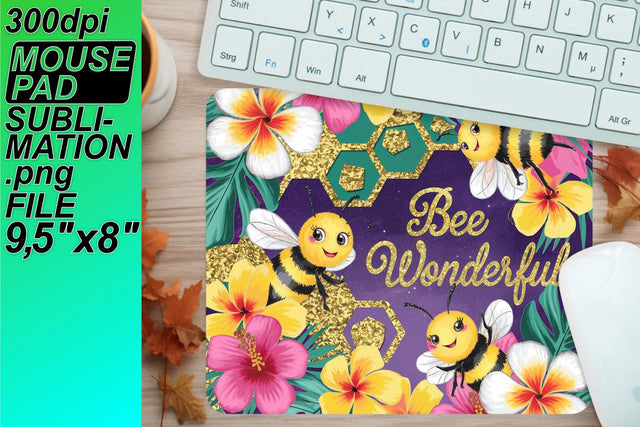 Unique sublimation designs for mouse desks, ready for use! , Bee Sublimation HoodArtCraft 