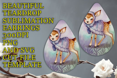 Unique teardrop earrings design, vibrant quality PNG, Animals Sublimation HoodArtCraft 