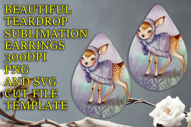 Unique teardrop earrings design, vibrant quality PNG, Animals Sublimation HoodArtCraft 