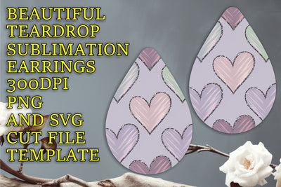 Unique teardrop earrings file, ideal for your projects, Heart Sublimation HoodArtCraft 