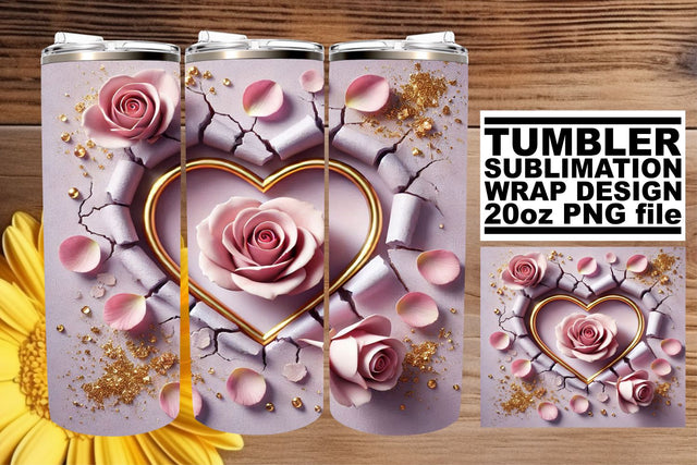 Unique tumbler wrap, great for all your design ideas! , 3D Heart Sublimation afrosvg 