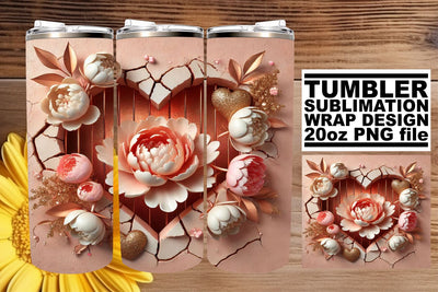 Unique tumbler wrap, ideal for all your crafting needs! , 3D Heart Sublimation afrosvg 