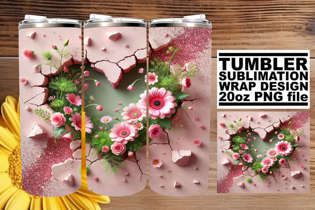 Unique tumbler wrap, perfect for every occasion! , 3D Heart Sublimation afrosvg 
