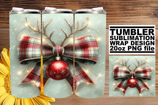 Unique tumbler wrap, perfect for every occasion! , Christmas Bow Sublimation afrosvg 