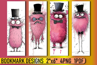 Unique Watercolor Monster Bookmarks Sublimation afrosvg 