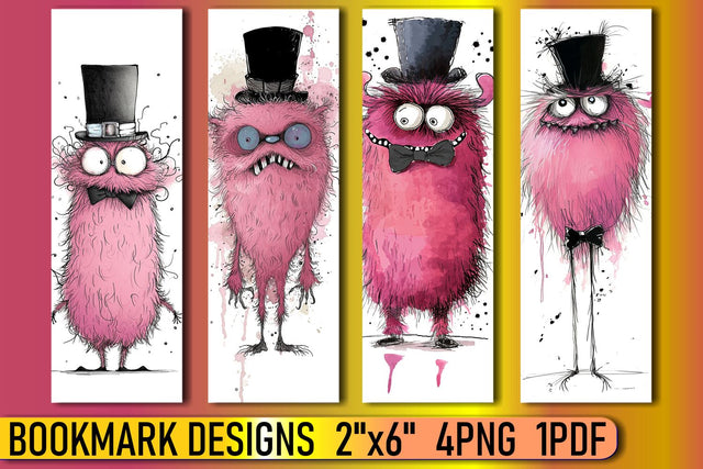 Unique Watercolor Monster Bookmarks Sublimation afrosvg 