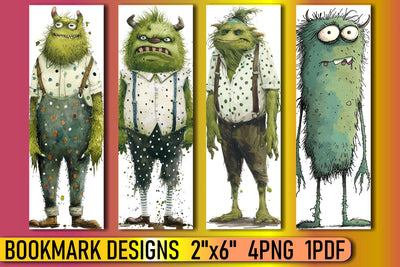 Unique Watercolor Monster Bookmarks Sublimation afrosvg 