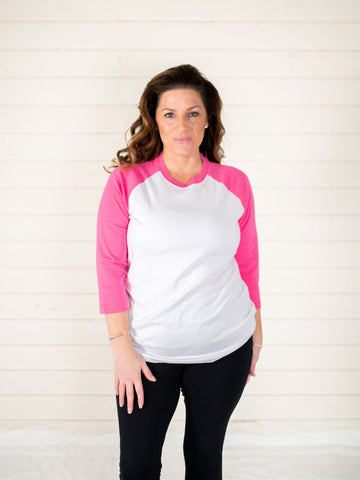 Unisex Adult Raglans | Blanks for HTV, DTF Transfers & Heat Transfers Physical ARB Blanks Hot Pink XS 