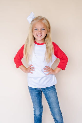 Unisex Kids Raglan Shirt with White Body (12M-Toddler) | Blanks for HTV & Heat Transfers Physical ARB Blanks Red 12M 