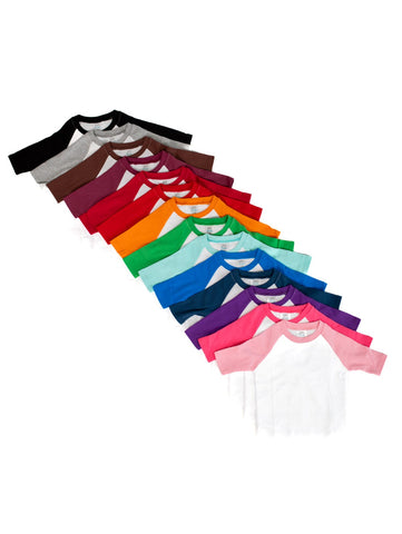 Unisex Kids Raglan Shirt with White Body (12M-Toddler) | Blanks for HTV & Heat Transfers Physical ARB Blanks 